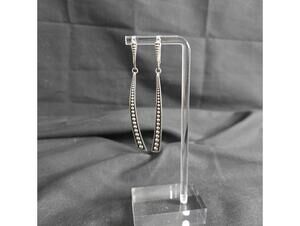 Lagos Caviar Sterling Silver Curve Dangle Drop Raised Dots Earrings Statement